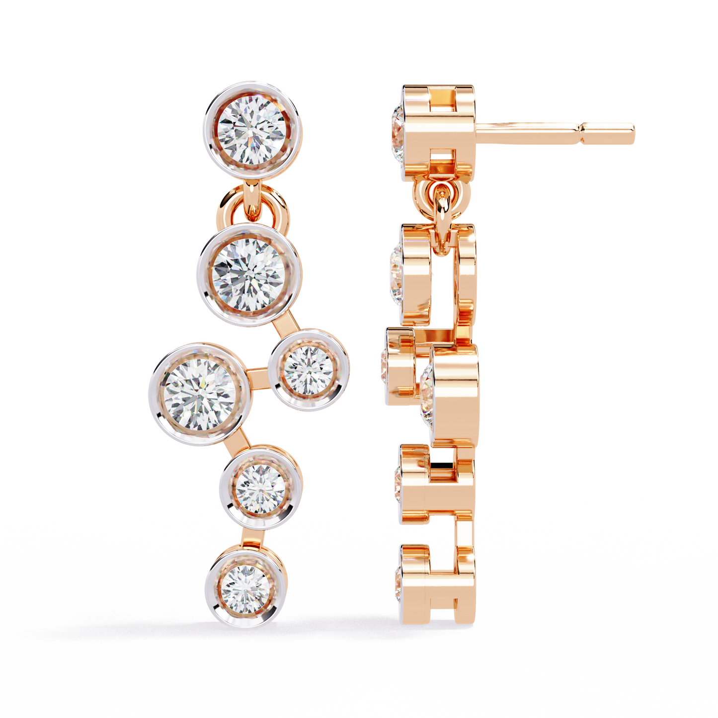 Bezel-Set Diamond Cluster Drop Earrings in Gold - 0.39Ct