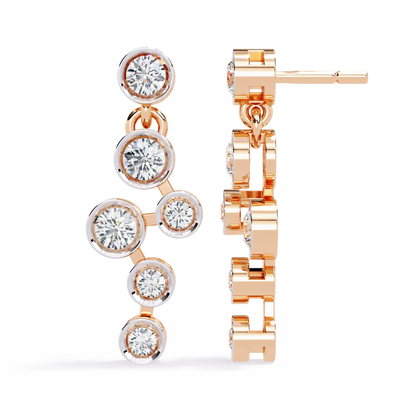 Bezel-Set Diamond Cluster Drop Earrings in Gold - 0.39Ct