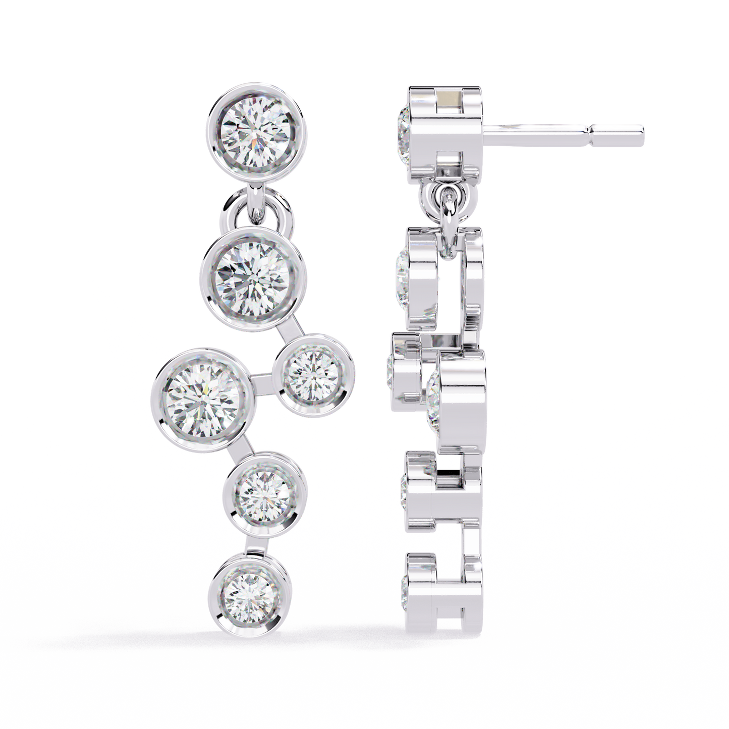 Bezel-Set Diamond Cluster Drop Earrings in Gold - 0.39Ct