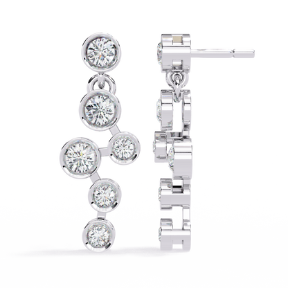 Bezel-Set Diamond Cluster Drop Earrings in Gold - 0.39Ct