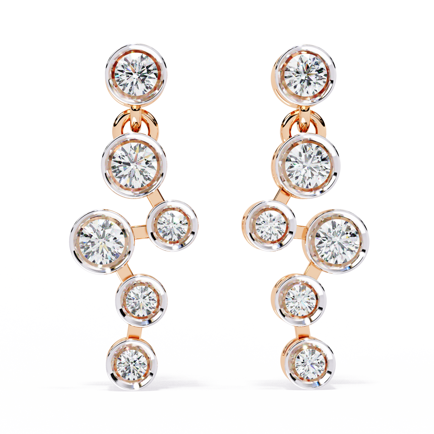 Bezel-Set Diamond Cluster Drop Earrings in Gold - 0.39Ct