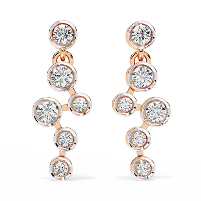 Bezel-Set Diamond Cluster Drop Earrings in Gold - 0.39Ct