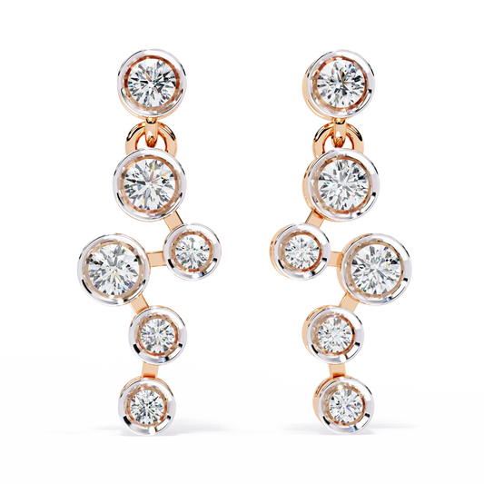 Bezel-Set Diamond Cluster Drop Earrings in Gold - 0.39Ct