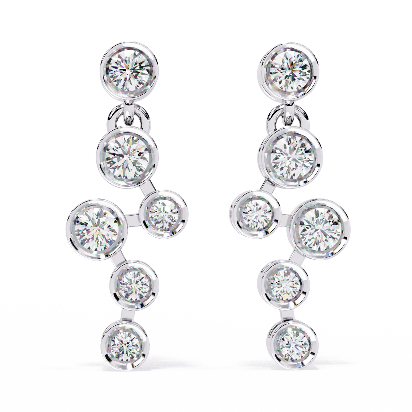 Bezel-Set Diamond Cluster Drop Earrings in Gold - 0.39Ct