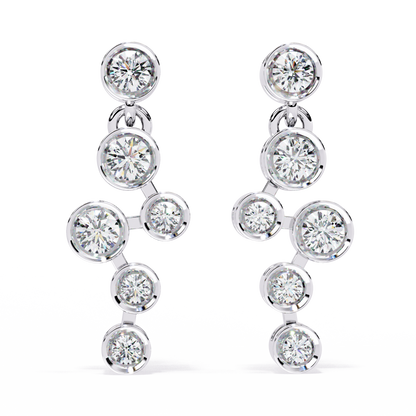 Bezel-Set Diamond Cluster Drop Earrings in Gold - 0.39Ct
