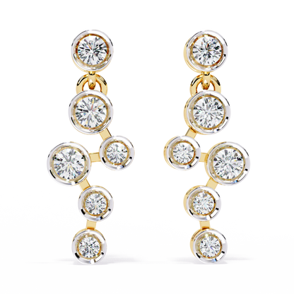 Bezel-Set Diamond Cluster Drop Earrings in Gold - 0.39Ct
