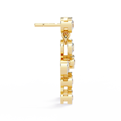 Bezel-Set Diamond Cluster Drop Earrings in Gold - 0.39Ct
