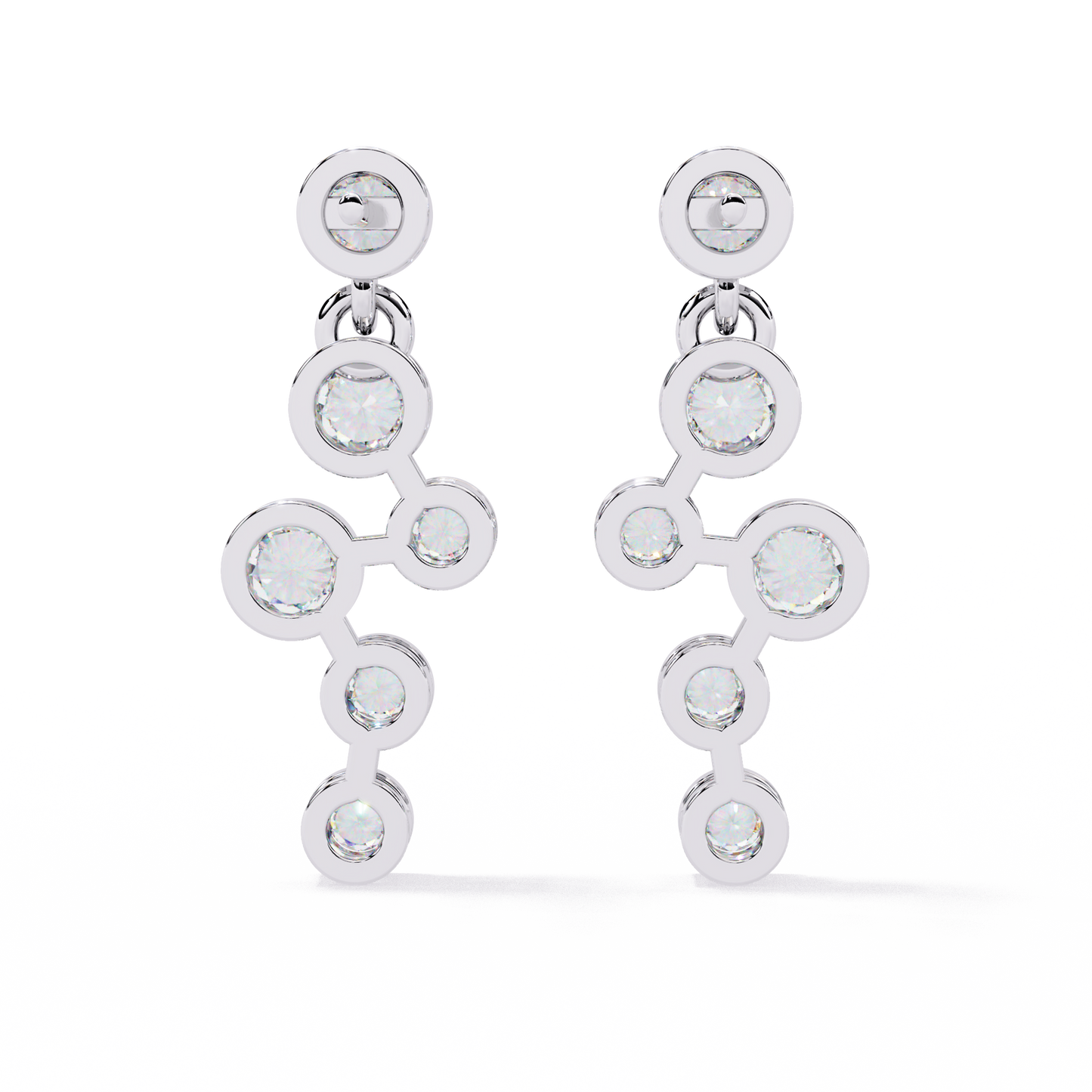 Bezel-Set Diamond Cluster Drop Earrings in Gold - 0.39Ct