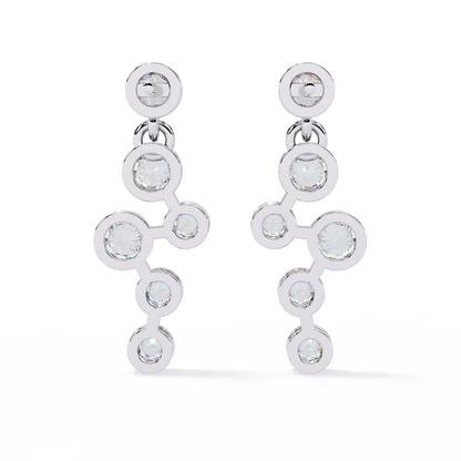 Bezel-Set Diamond Cluster Drop Earrings in Gold - 0.39Ct