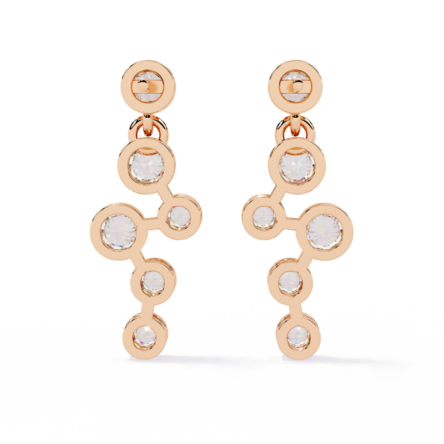 Bezel-Set Diamond Cluster Drop Earrings in Gold - 0.39Ct