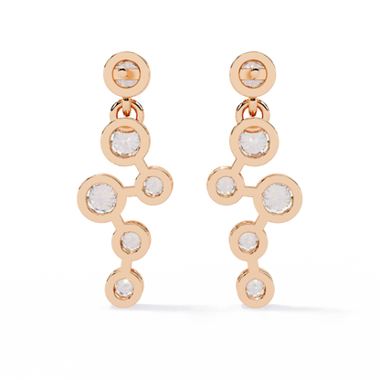 Bezel-Set Diamond Cluster Drop Earrings in Gold - 0.39Ct