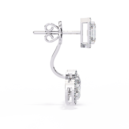Avant-Garde Glamour: The Emerald Cut and Triple Pear Diamond Ear Jackets- 3.60 Ct