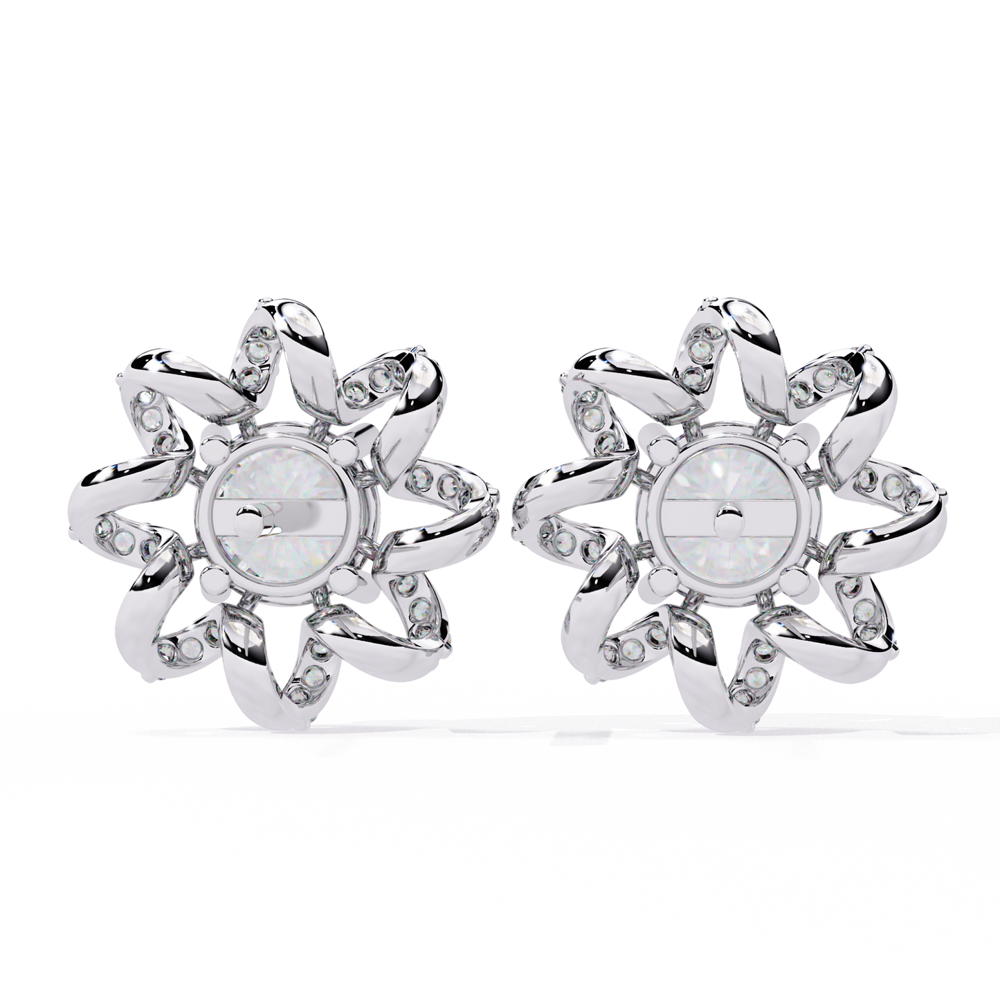 Golden Knot & Diamond Cluster Studs Earrings - 1.93 Ct