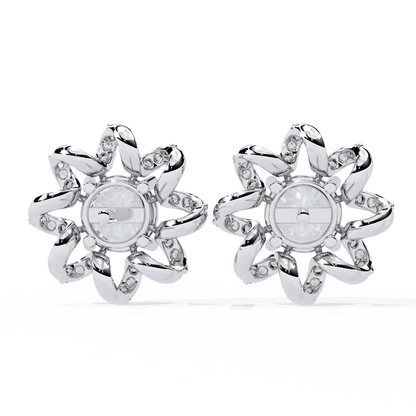 Golden Knot & Diamond Cluster Studs Earrings - 1.93 Ct