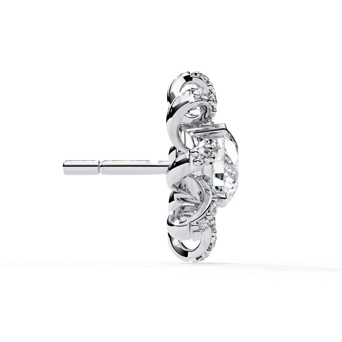 Golden Knot & Diamond Cluster Studs Earrings - 1.93 Ct