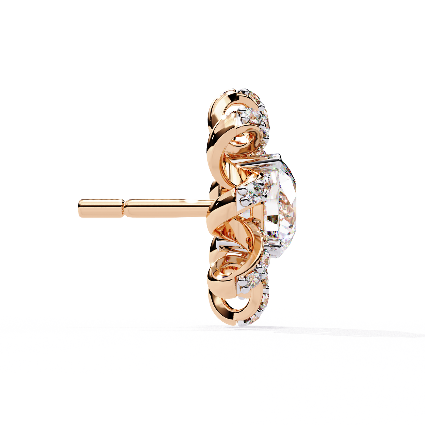 Golden Knot & Diamond Cluster Studs Earrings - 1.93 Ct