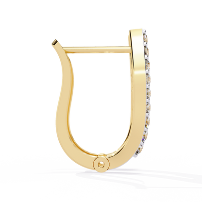 Asymmetric Baguette & Round Diamond Earrings In Gold - 0.37 Ct