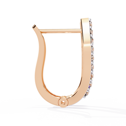 Asymmetric Baguette & Round Diamond Earrings In Gold - 0.37 Ct