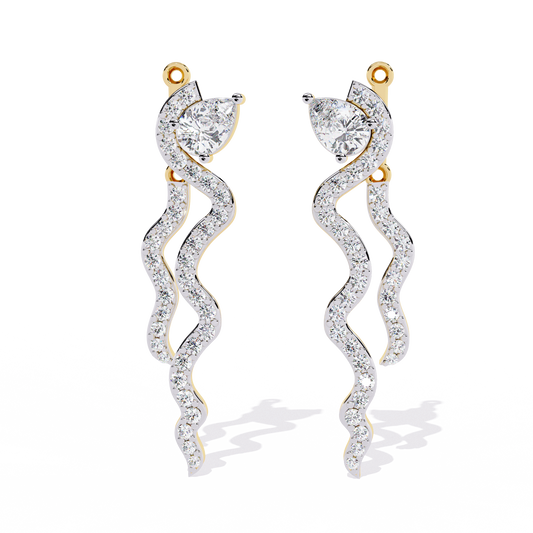 Serpentine Sparkle Pear-Cut Diamond Drop Earrings - 0.84 Ct
