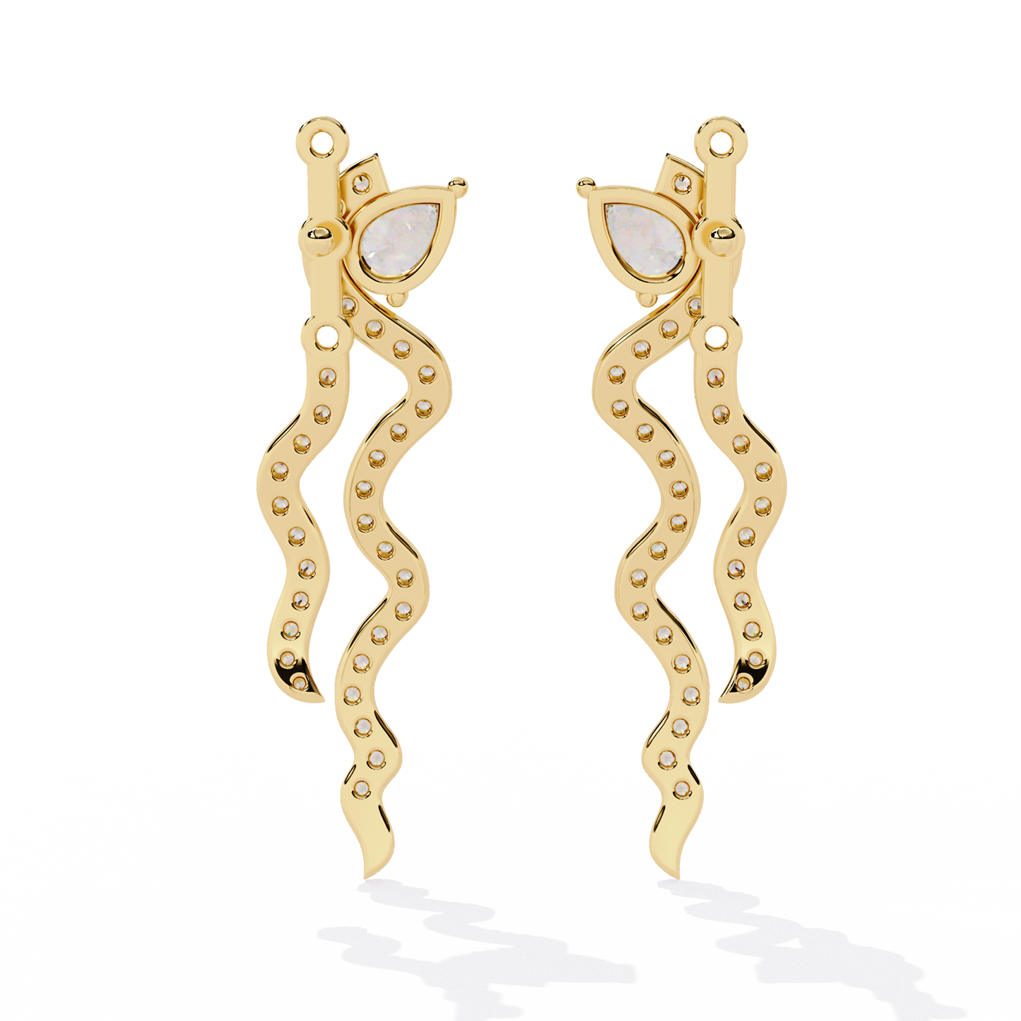Serpentine Sparkle Pear-Cut Diamond Drop Earrings - 0.84 Ct