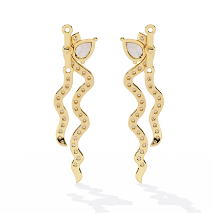 Serpentine Sparkle Pear-Cut Diamond Drop Earrings - 0.84 Ct