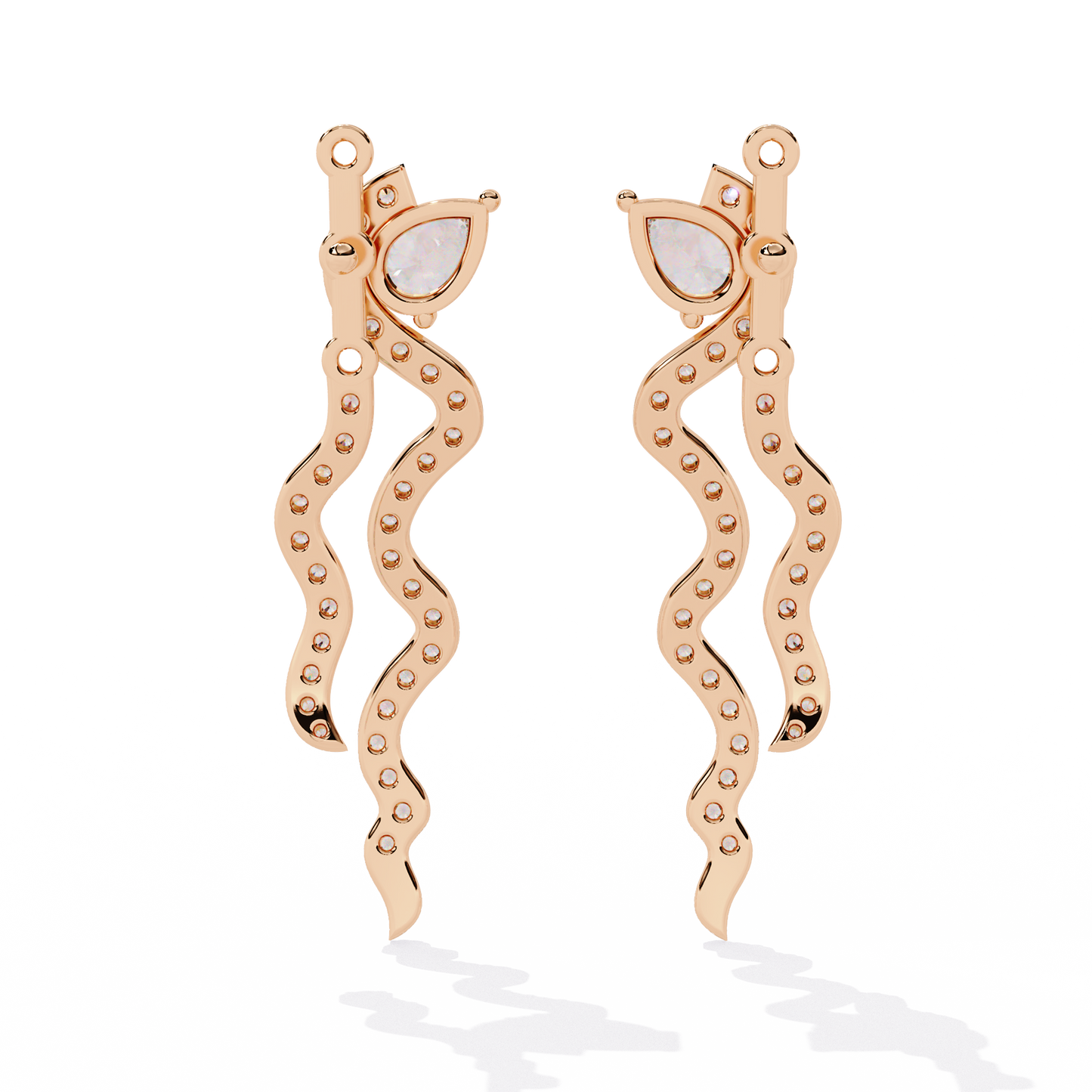 Serpentine Sparkle Pear-Cut Diamond Drop Earrings - 0.84 Ct