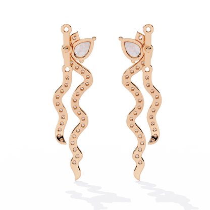 Serpentine Sparkle Pear-Cut Diamond Drop Earrings - 0.84 Ct