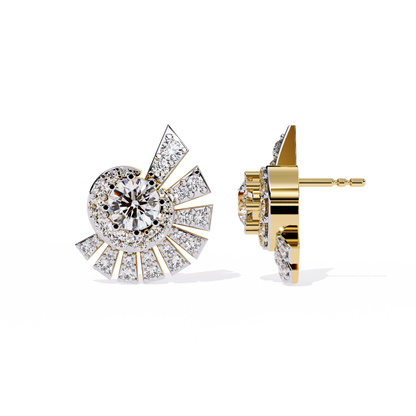 Geometric Fan Cluster Diamond Studs Earrings: The Art Deco Collection - 1.66 Ct
