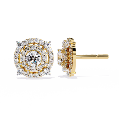 Celestial Double-Halo Diamond Stud Earrings in Gold - 2.29 Ct