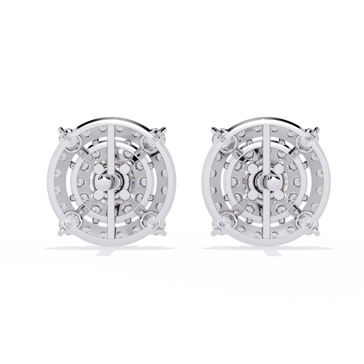 Celestial Double-Halo Diamond Stud Earrings in Gold - 2.29 Ct