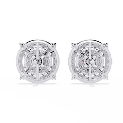 Celestial Double-Halo Diamond Stud Earrings in Gold - 2.29 Ct