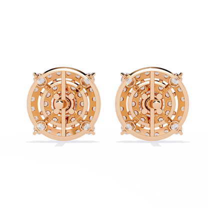 Celestial Double-Halo Diamond Stud Earrings in Gold - 2.29 Ct