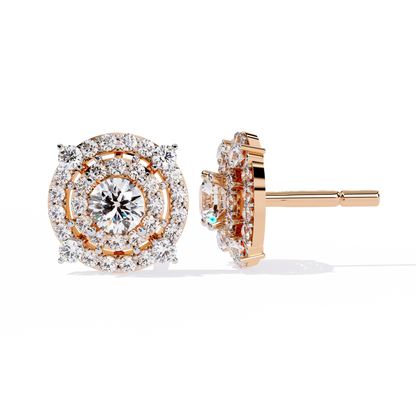 Celestial Double-Halo Diamond Stud Earrings in Gold - 2.29 Ct