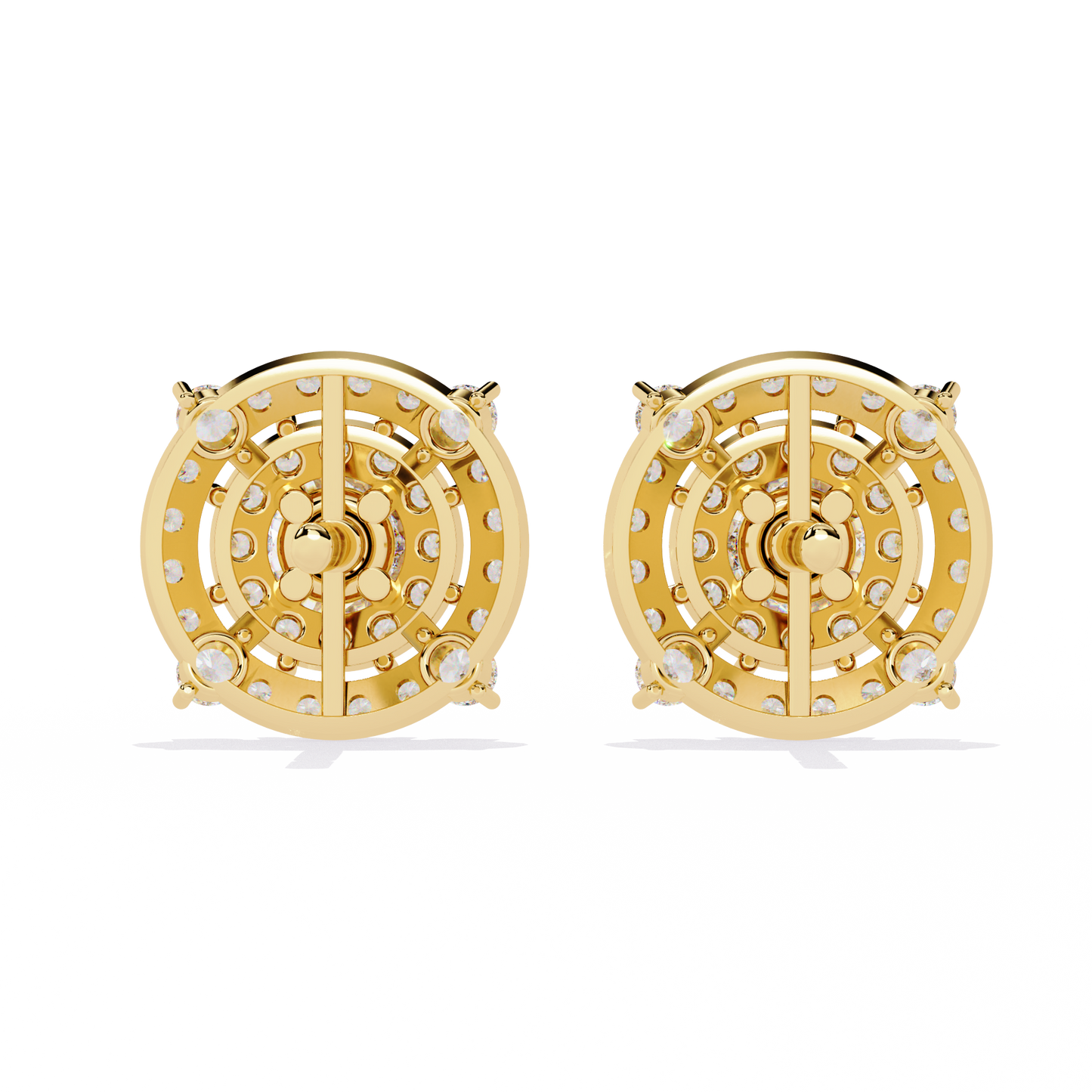 Celestial Double-Halo Diamond Stud Earrings in Gold - 2.29 Ct
