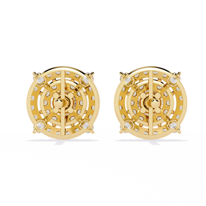 Celestial Double-Halo Diamond Stud Earrings in Gold - 2.29 Ct