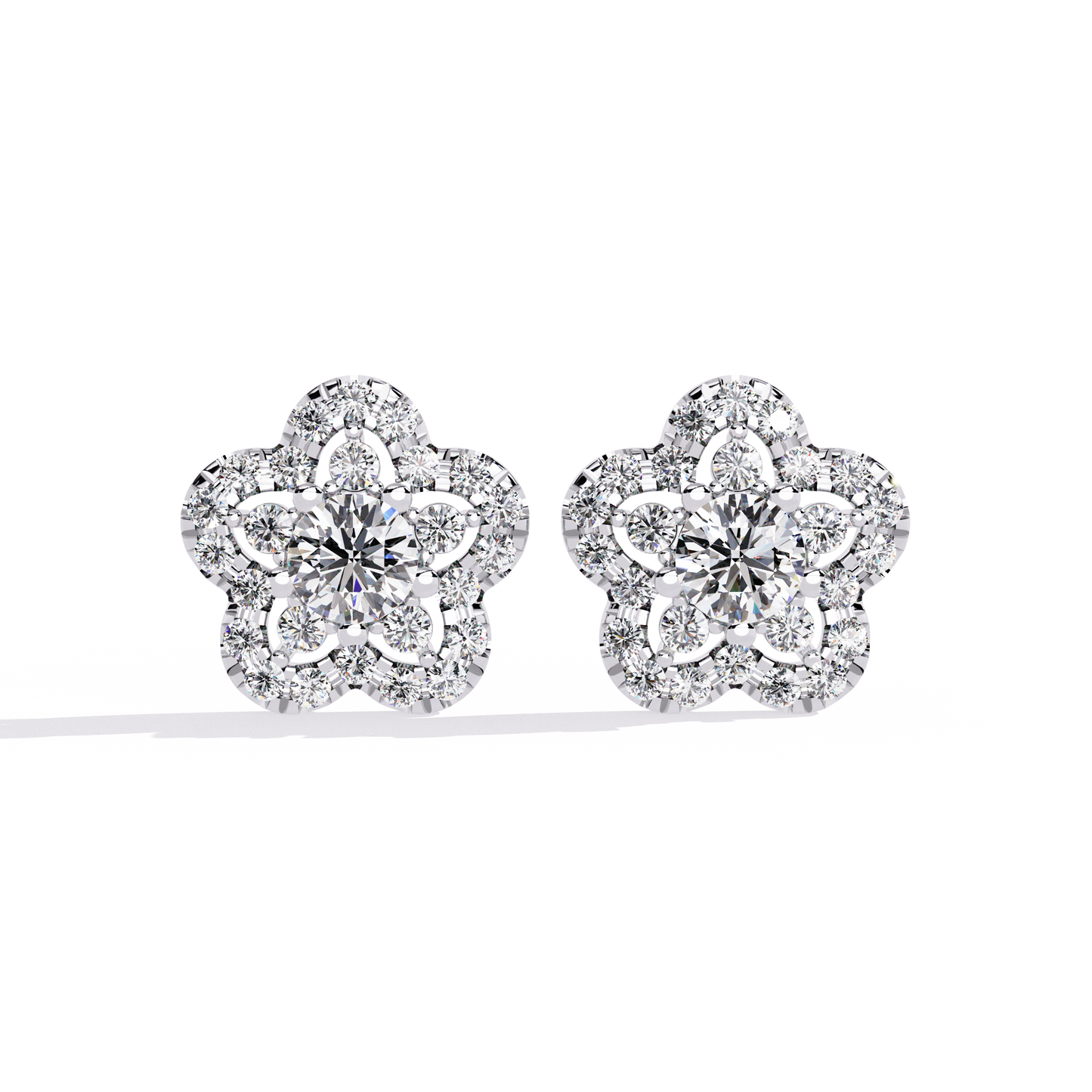 Enchanted Bloom Diamond Cluster Stud Earrings in Gold - 0.87 Ct