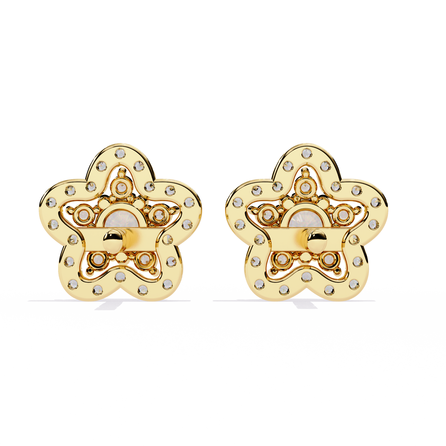 Enchanted Bloom Diamond Cluster Stud Earrings in Gold - 0.87 Ct