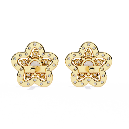 Enchanted Bloom Diamond Cluster Stud Earrings in Gold - 0.87 Ct