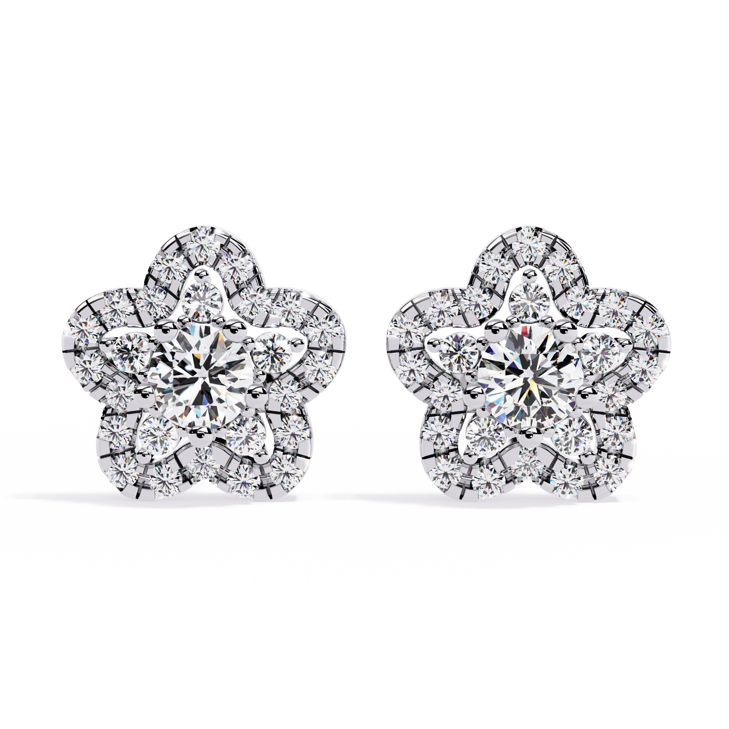 Enchanted Bloom Diamond Cluster Stud Earrings in Gold - 0.87 Ct