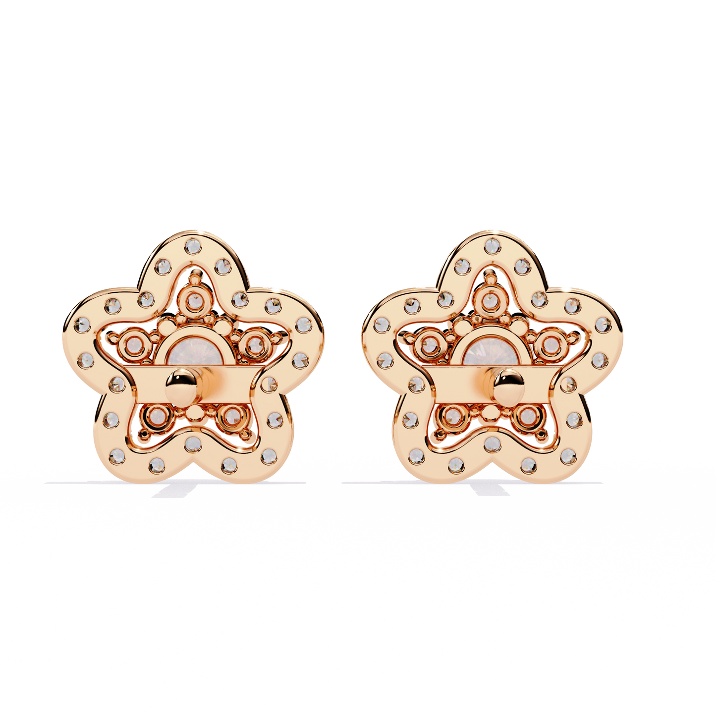 Enchanted Bloom Diamond Cluster Stud Earrings in Gold - 0.87 Ct