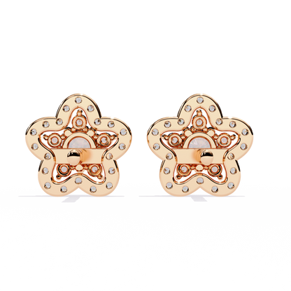 Enchanted Bloom Diamond Cluster Stud Earrings in Gold - 0.87 Ct