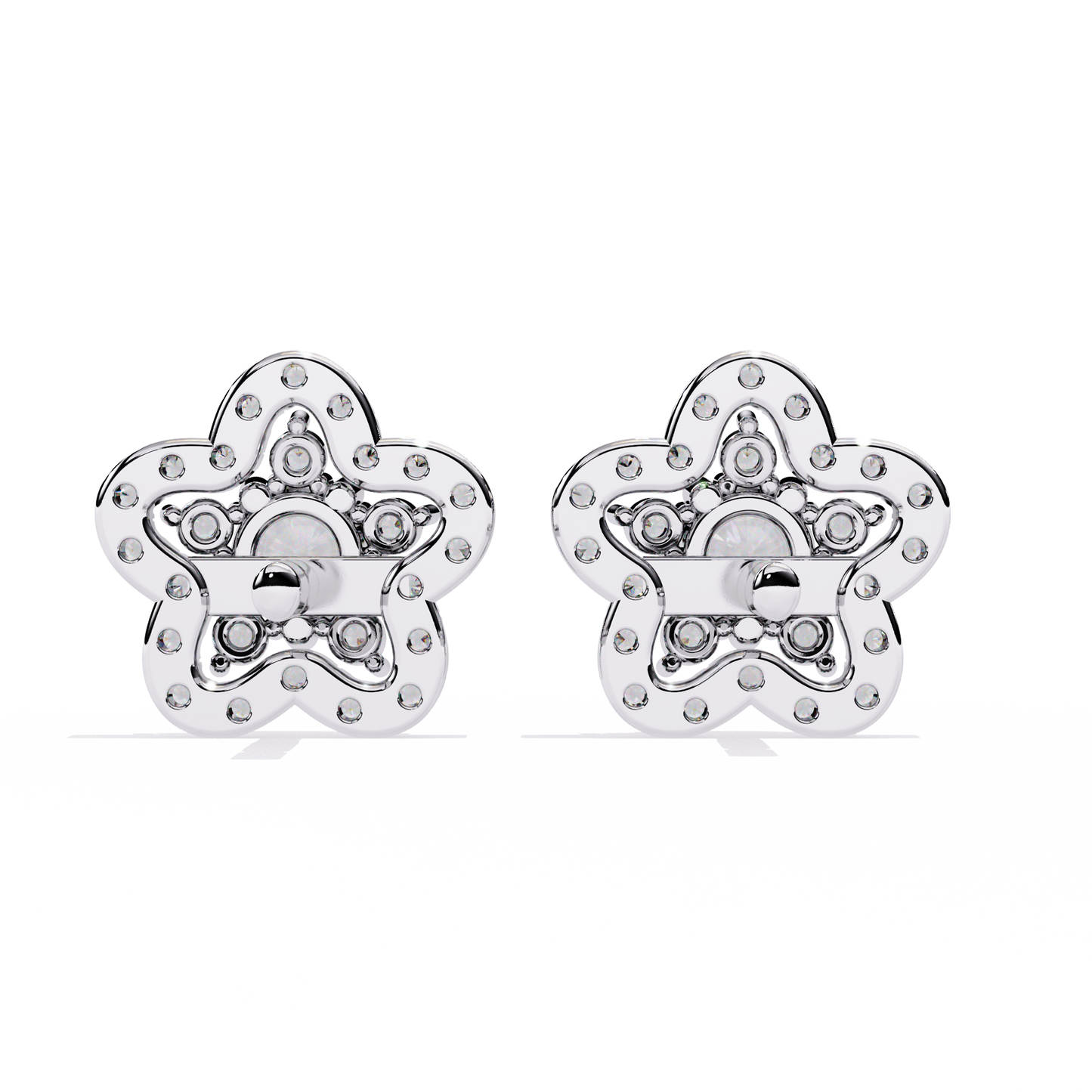 Enchanted Bloom Diamond Cluster Stud Earrings in Gold - 0.87 Ct