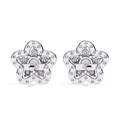 Enchanted Bloom Diamond Cluster Stud Earrings in Gold - 0.87 Ct