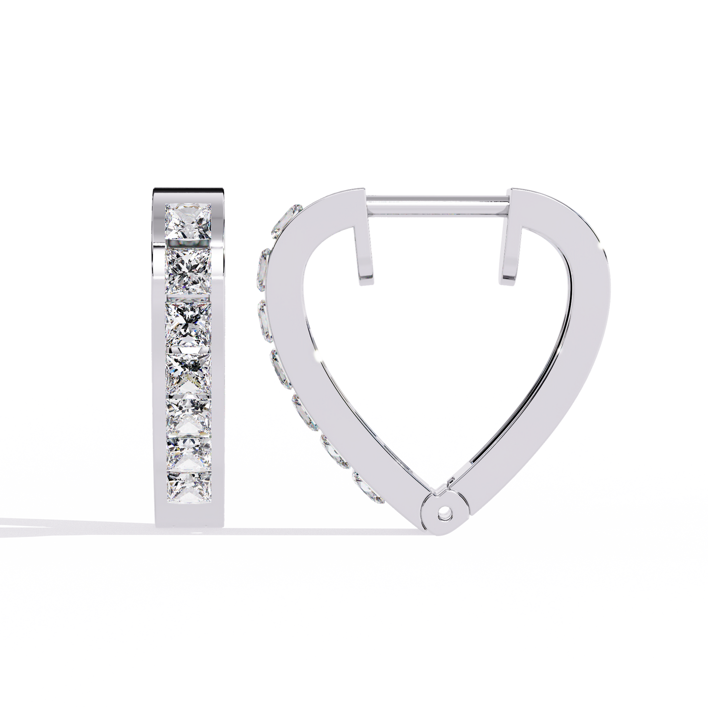 Radiant Heart Princess-Cut Huggie Hoop Earrings in Gold - 0.83 Ct