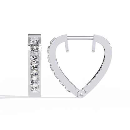 Radiant Heart Princess-Cut Huggie Hoop Earrings in Gold - 0.83 Ct
