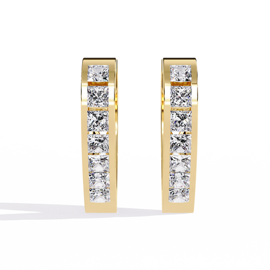 Radiant Heart Princess-Cut Huggie Hoop Earrings in Gold - 0.83 Ct