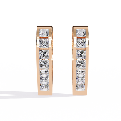Radiant Heart Princess-Cut Huggie Hoop Earrings in Gold - 0.83 Ct