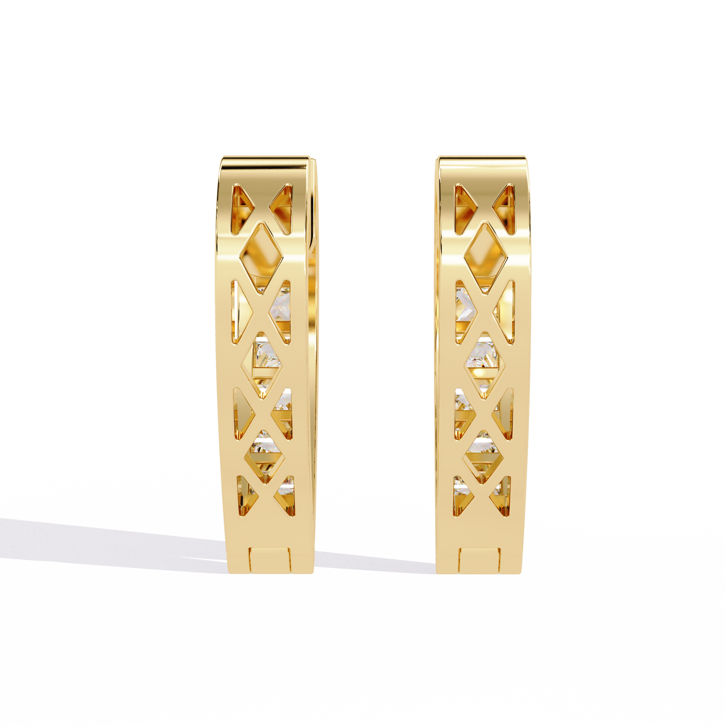 Radiant Heart Princess-Cut Huggie Hoop Earrings in Gold - 0.83 Ct