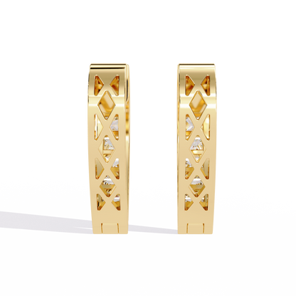 Radiant Heart Princess-Cut Huggie Hoop Earrings in Gold - 0.83 Ct