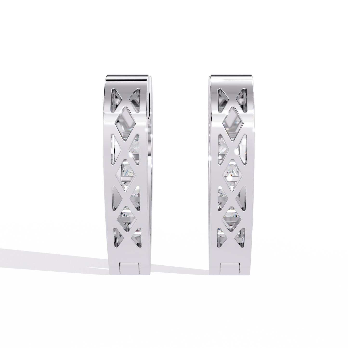 Radiant Heart Princess-Cut Huggie Hoop Earrings in Gold - 0.83 Ct